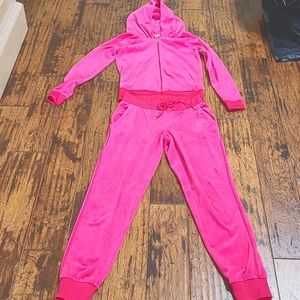 Juicy Couture hot pink velvet track suit.